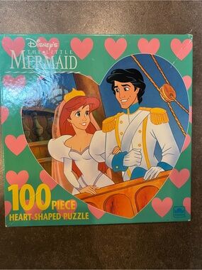 Vintage 90s Disney The Little Mermaid Heart-Shaped 100-Piece Puzzle - wedding